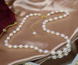 5-6MM Freshwater Pearl Necklace with Zircon Crystal Clasp