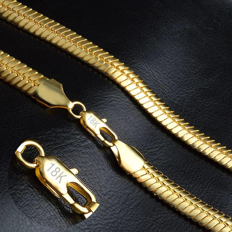 Flat Snake Chain Necklace 18KT Wedding Gift