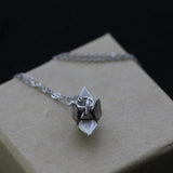 S925 Sterling Silver Necklace Retro Orchid Crane Pendant Jewelry