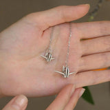S925 Sterling Silver Necklace Retro Orchid Crane Pendant Jewelry