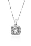 925 Silver Baguette Diamond Square Pendant Necklace for Women