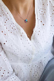 Colorful Enamel Evil Eye Necklace, Sterling Silver 4 Leaf Clover Necklace