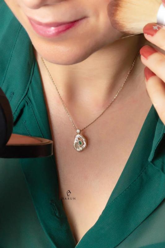 Baroque Pearl Turtle Necklace With Blue, Pink, Green Tortoise