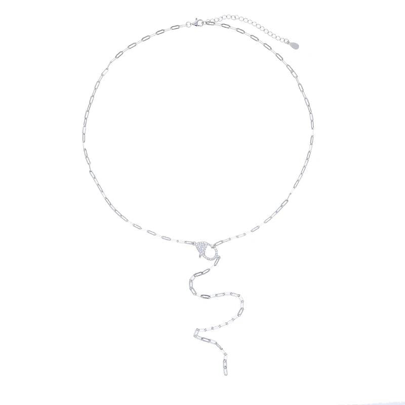 925 Silver Open Link Chain Vermail Lariat Y Necklace for Women