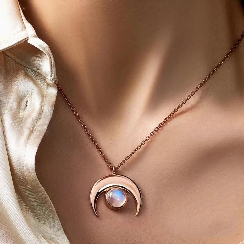 Sterling Silver Moonstone Charm Necklace - Couple's Jewelry