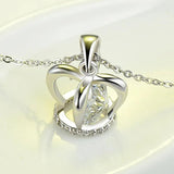925 Silver Crown Zircon Pendant Necklace Women Jewelry