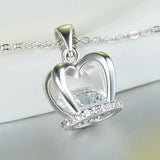 925 Silver Crown Zircon Pendant Necklace Women Jewelry