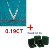Sterling Silver V Letter Moissanite Necklace