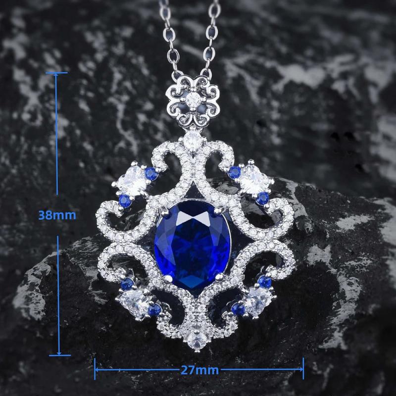 Women Tanzanite Sapphire Necklace Collar Chain Jewelry Gift