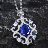 Women Tanzanite Sapphire Necklace Collar Chain Jewelry Gift