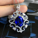 Women Tanzanite Sapphire Necklace Collar Chain Jewelry Gift