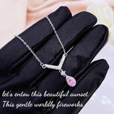 Women's Necklace Angel Wings Pink Diamond Pendant Necklace