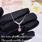 Women's Necklace Angel Wings Pink Diamond Pendant Necklace