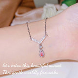 Women's Necklace Angel Wings Pink Diamond Pendant Necklace