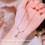 Women's Necklace Angel Wings Pink Diamond Pendant Necklace