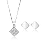 European American Square S925 Silver Necklace & Earrings