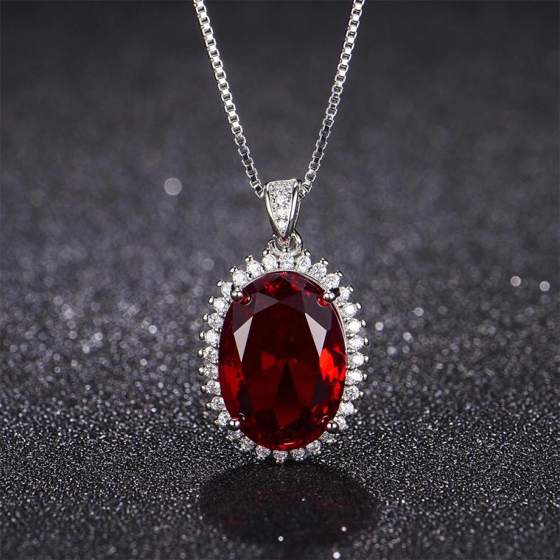 Original Women's Necklace Oval Ruby Pendant Necklace