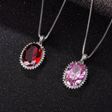 Original Women's Necklace Oval Ruby Pendant Necklace