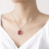 Original Women's Necklace Oval Ruby Pendant Necklace