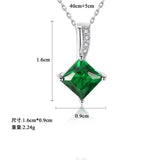 925 Silver Emerald Box Pendant Necklace Fine Jewelry
