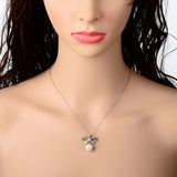 925 Silver Bowknot Necklace Pearl Pendant Wedding Jewelry