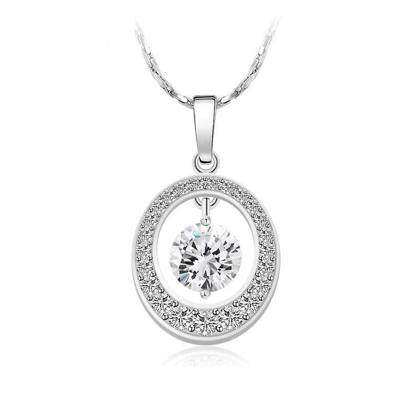 European Zircon Water Drop Pendant Necklace