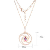 925 Silver Zircon Ruby Flower Pendant Necklace For Women