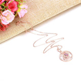 925 Silver Zircon Ruby Flower Pendant Necklace For Women
