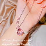Pink Zircon Heart Necklace for Women
