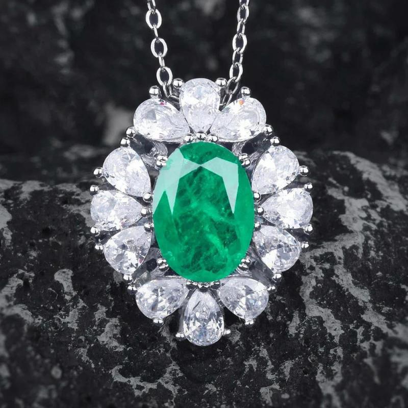 Cotton Emerald Necklace Zircon Jewelry