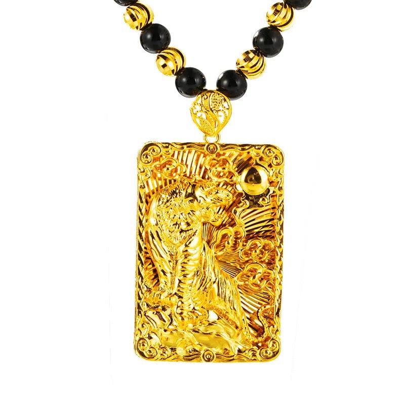OMHXFC NL220 Tiger Rectangle Pendant Necklace