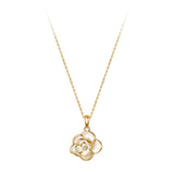 925 Silver Camellia Pearl Pendant Necklace for Women Wedding