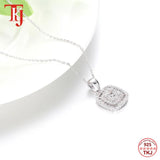 Square CZ Pendant Necklace 925 Silver Chain Mom Gift