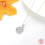 Square CZ Pendant Necklace 925 Silver Chain Mom Gift