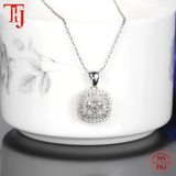 Square CZ Pendant Necklace 925 Silver Chain Mom Gift