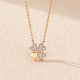 925 Silver Four Leaf Clover Necklace Zircon Women's Pendant