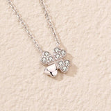 925 Silver Four Leaf Clover Necklace Zircon Women's Pendant
