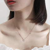 925 Silver Four Leaf Clover Necklace Zircon Women's Pendant