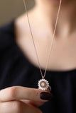 Daisy Baguette Pendant Necklace 925 Sterling Silver Flower Charm