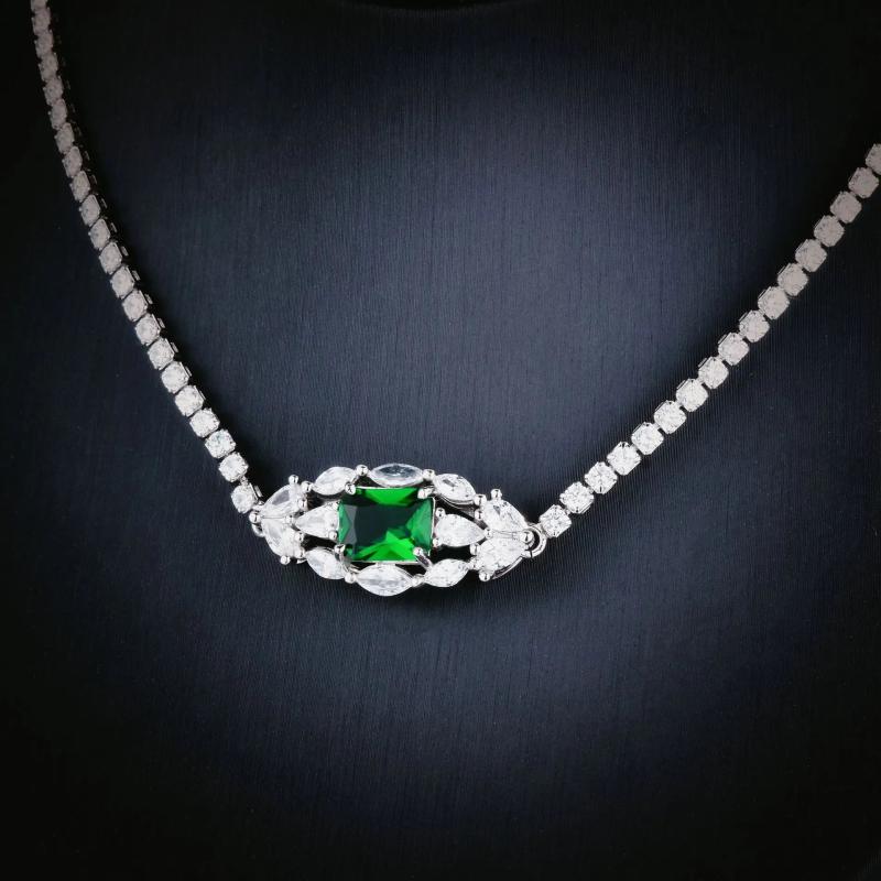 Green High Carbon Diamond Tennis Necklace