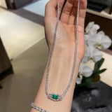 Green High Carbon Diamond Tennis Necklace