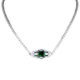 Green High Carbon Diamond Tennis Necklace