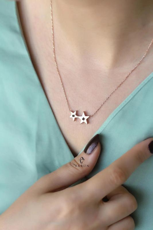 Lucky Stars Pendant Necklace with Cubic Zirconia 925 Sterling