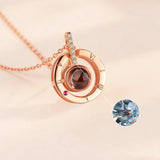 925 Silver White&Rose Round LOVE Pendant Necklace for Women