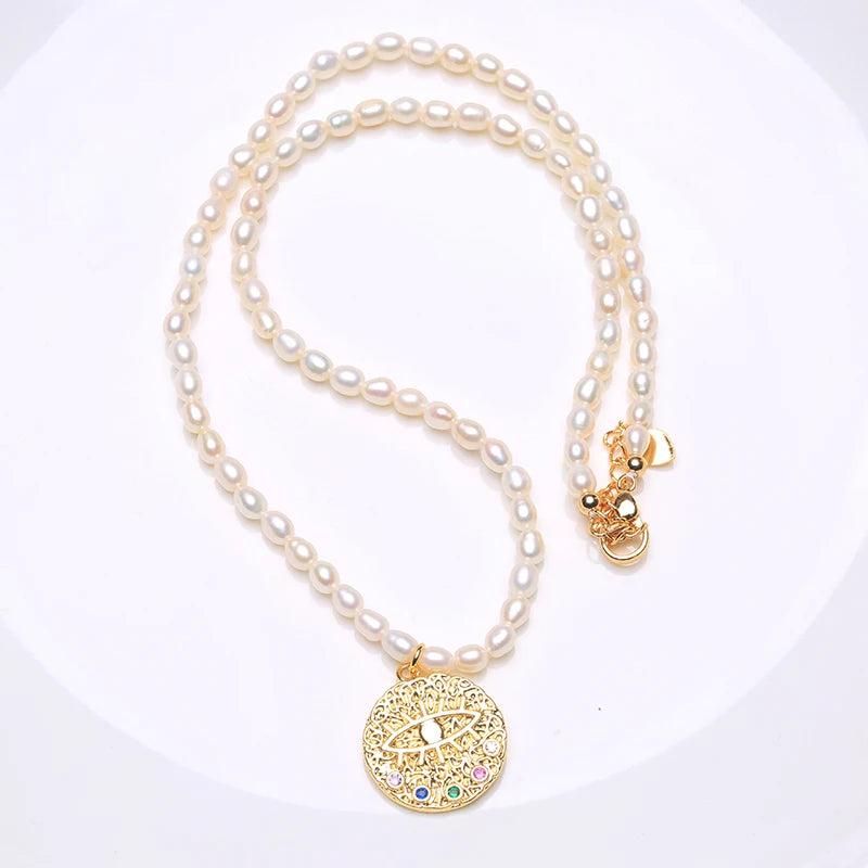 Eye Of the Devil Freshwater Pearl Pendant Necklace