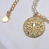 Eye Of the Devil Freshwater Pearl Pendant Necklace
