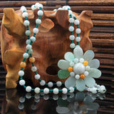 Emerald Hand Carved Sunflower Jade Pendant Boutique Jewelry