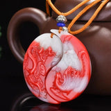 Natural Jade Dragon Phoenix Pendant Necklace