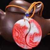 Natural Jade Dragon Phoenix Pendant Necklace