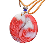 Natural Jade Dragon Phoenix Pendant Necklace